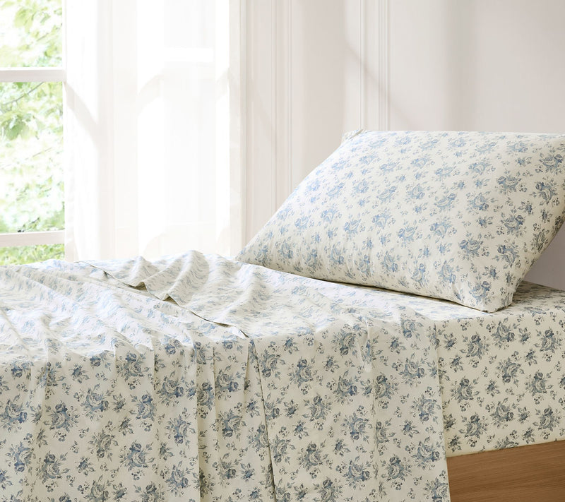 Lush Decor Rose Garden Cotton Sheet Set Blue 3-Piece Set Twin — View 4