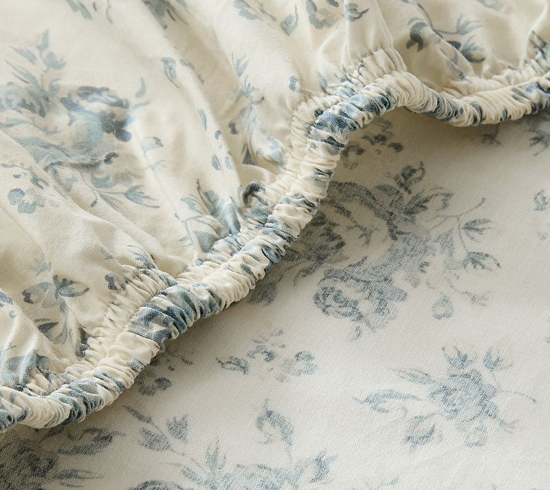Lush Decor Rose Garden Cotton Sheet Set Blue 4-Piece Set Full — View 7