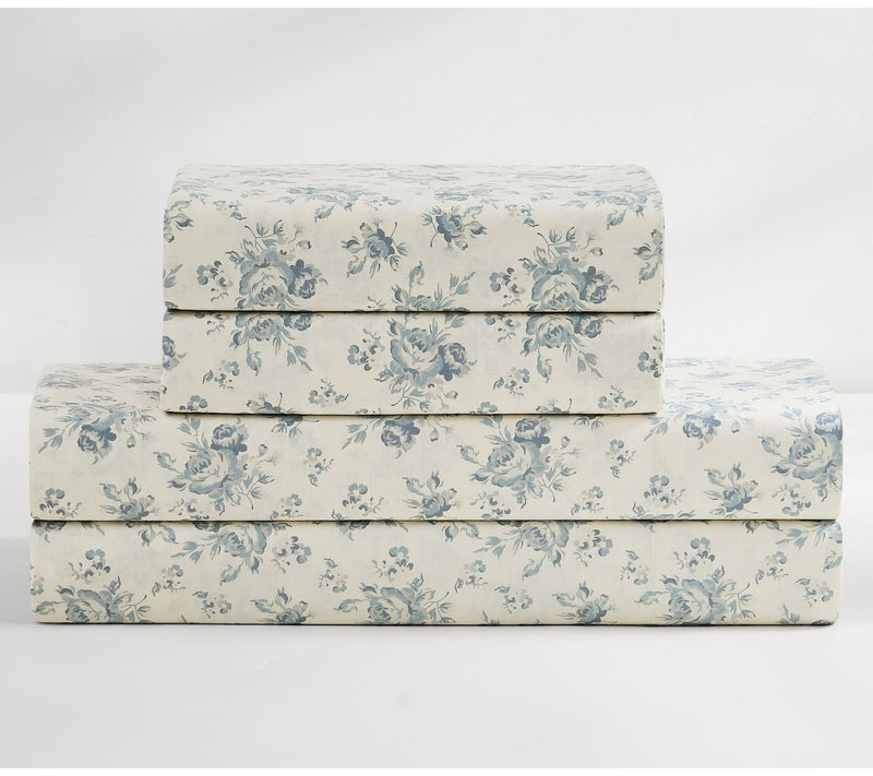 Lush Decor Rose Garden Cotton Sheet Set Blue 4-Piece Set Full — View 4