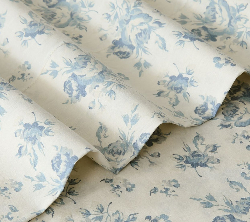 Lush Decor Rose Garden Cotton Sheet Set Blue 4-Piece Set King — View 6