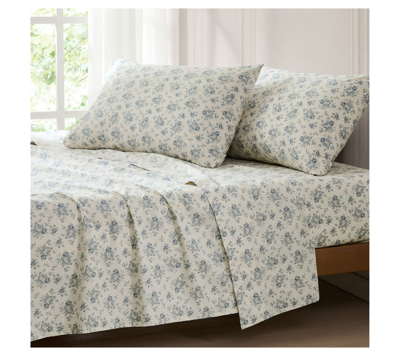 Lush Decor Rose Garden Cotton Sheet Set Blue 4-Piece Set King — View 3