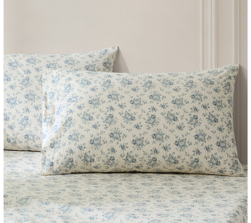 Lush Decor Rose Garden Cotton Sheet Set Blue 4-Piece Set Queen — View 2