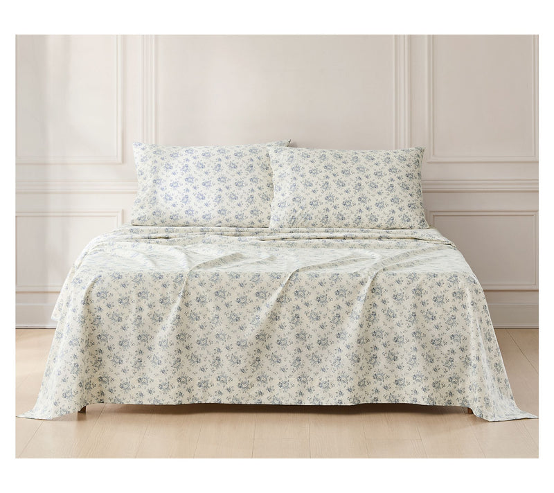 Lush Decor Rose Garden Cotton Sheet Set Blue 4-Piece Set Queen — View 10