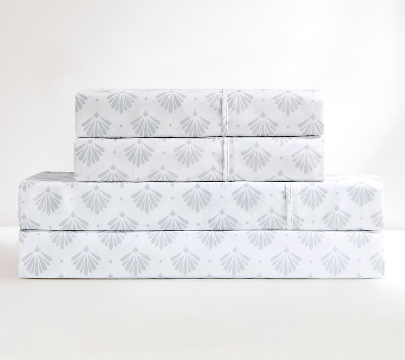 Lush Decor Scallop Fan Sheet Set Gray 4-Pc SetTwin, Twin-XL — View 4