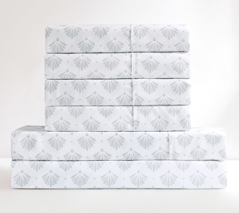 Lush Decor Scallop Fan Sheet Set Gray 6Pc Set Full — View 4