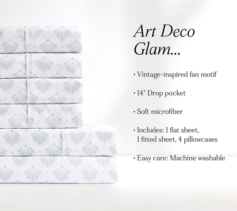 Lush Decor Scallop Fan Sheet Set Gray 6-Piece Set King — View 8