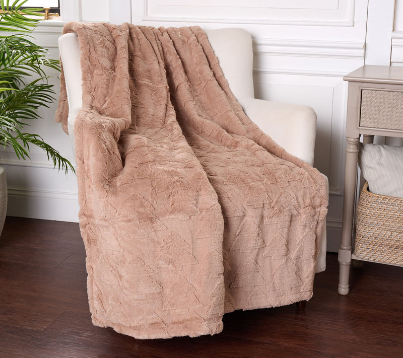 60x70 Carved Faux Fur Throw w/ Gift Ribbon by Kim Gravel — View 15