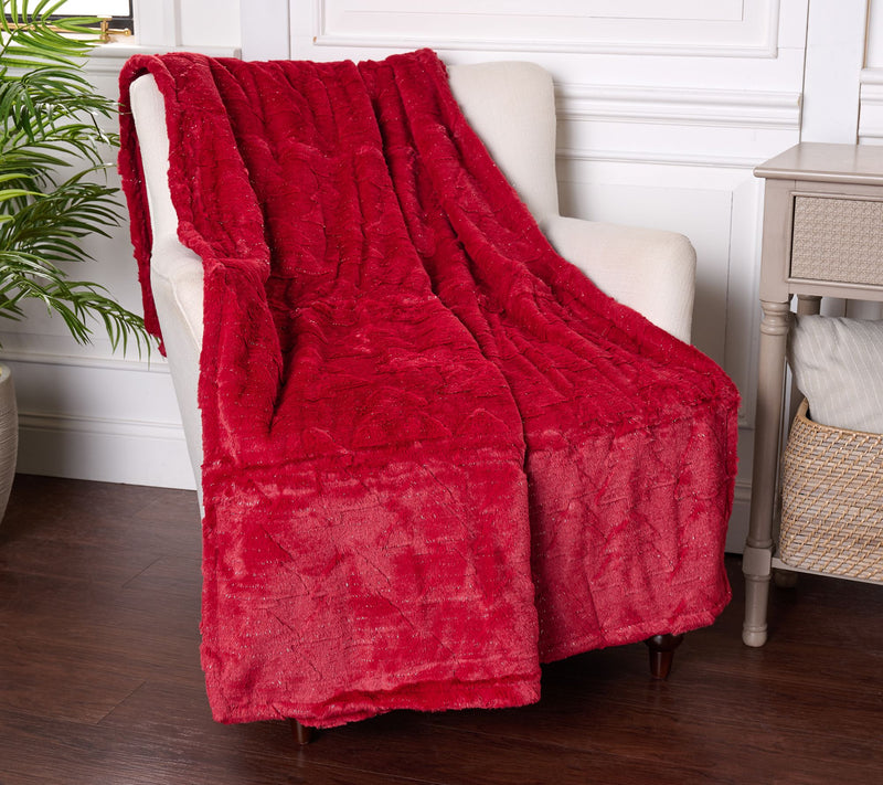 60x70 Carved Faux Fur Throw w/ Gift Ribbon by Kim Gravel — View 17