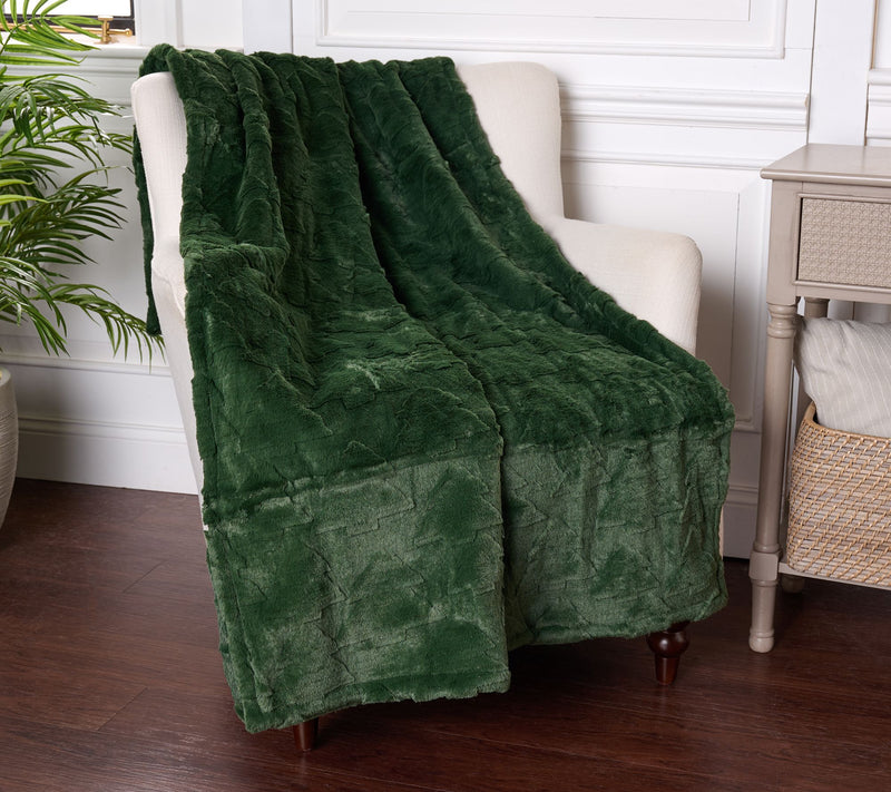 60x70 Carved Faux Fur Throw w/ Gift Ribbon by Kim Gravel — View 18