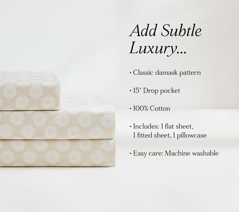 Lush Decor Sophie Cotton Sheet Set Neutral 3-Piece Set Twin — View 8