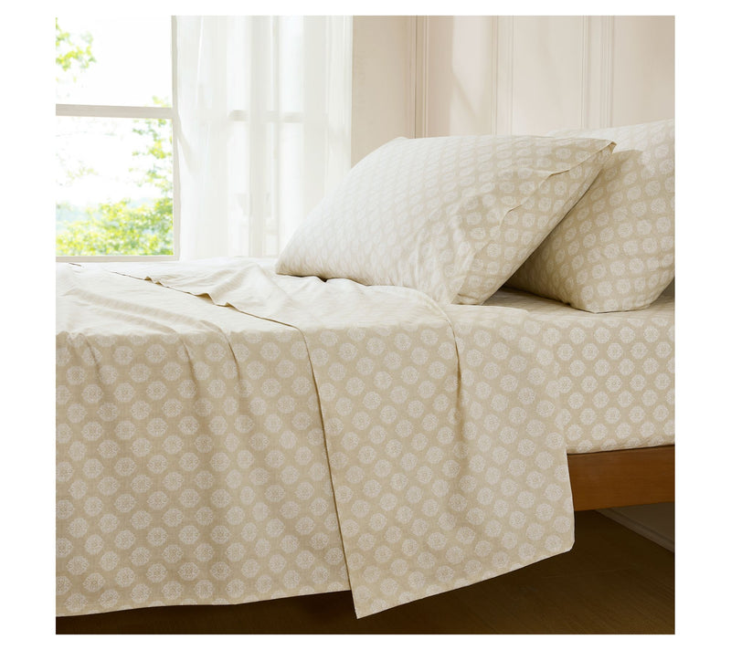 Lush Decor Sophie Cotton Sheet Set Neutral 4-Piece Set Queen — View 3