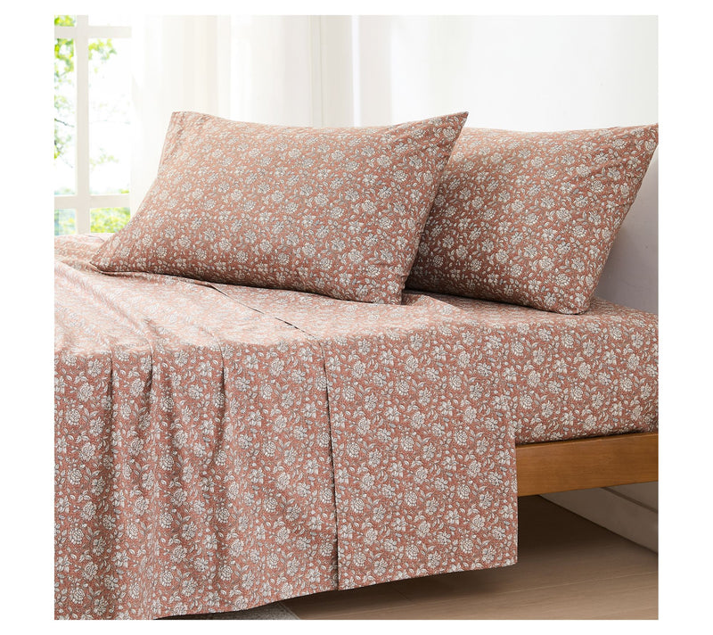 Lush Decor Zara Floral Block Cotton Sheet 4-Piece Set Full — View 6
