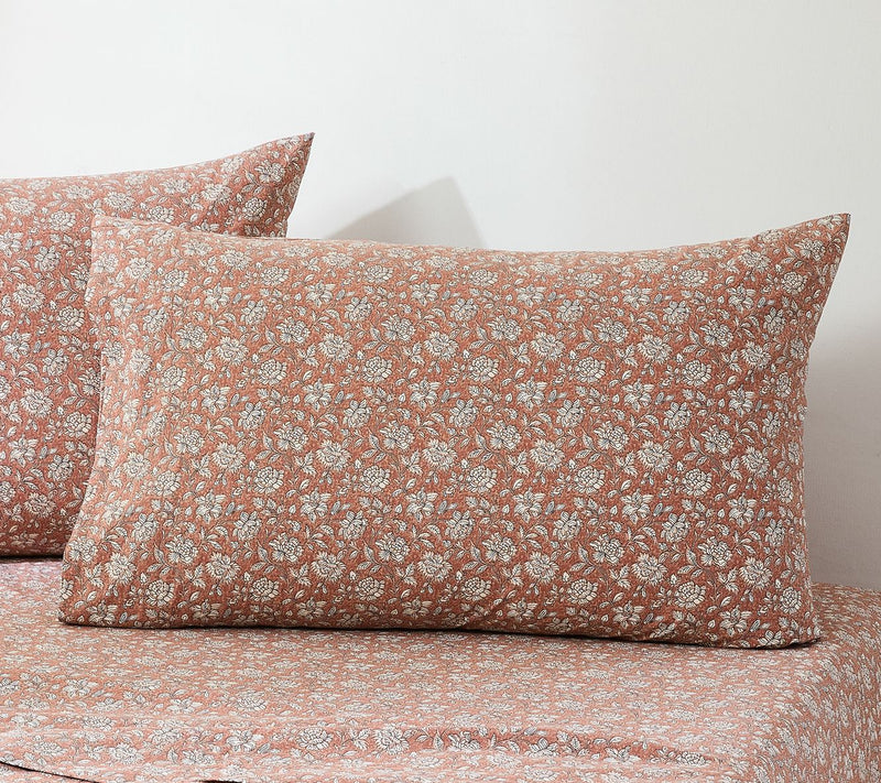 Lush Decor Zara Floral Block Cotton Sheet 4-Piece Set Queen — View 6