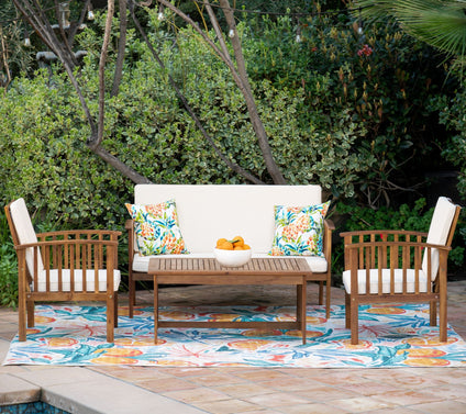 Linon Home Caneel 4-Piece Outdoor Chat Set