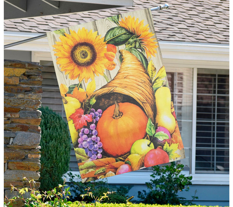 Northlight Cornucopia & Flowers Harvest House Flag 28" x 40" — View 3