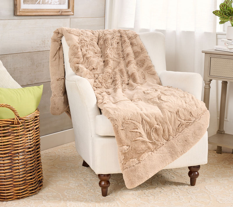 Hotel du Cobb 50x70 Bloom Floral Faux Fur Throw by Dennis Basso — View 7