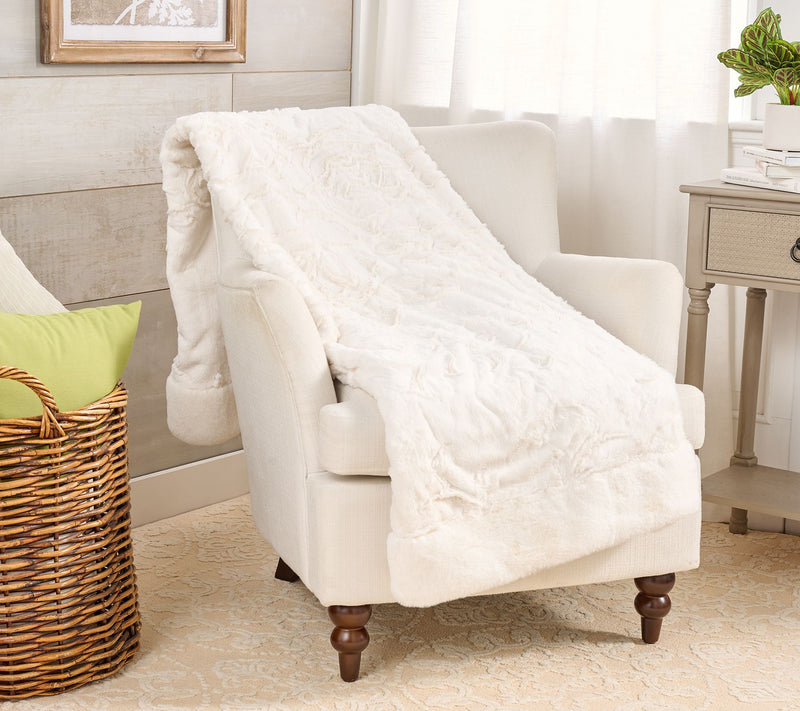 Hotel du Cobb 50x70 Bloom Floral Faux Fur Throw by Dennis Basso — View 8