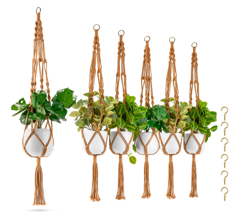 Sorbus Macrame Plant Hangers with Cotton Rope 6-Pack — View 11