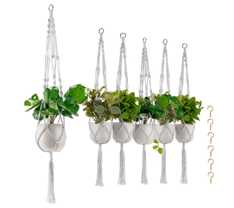 Sorbus Macrame Plant Hangers with Cotton Rope 6-Pack — Main view