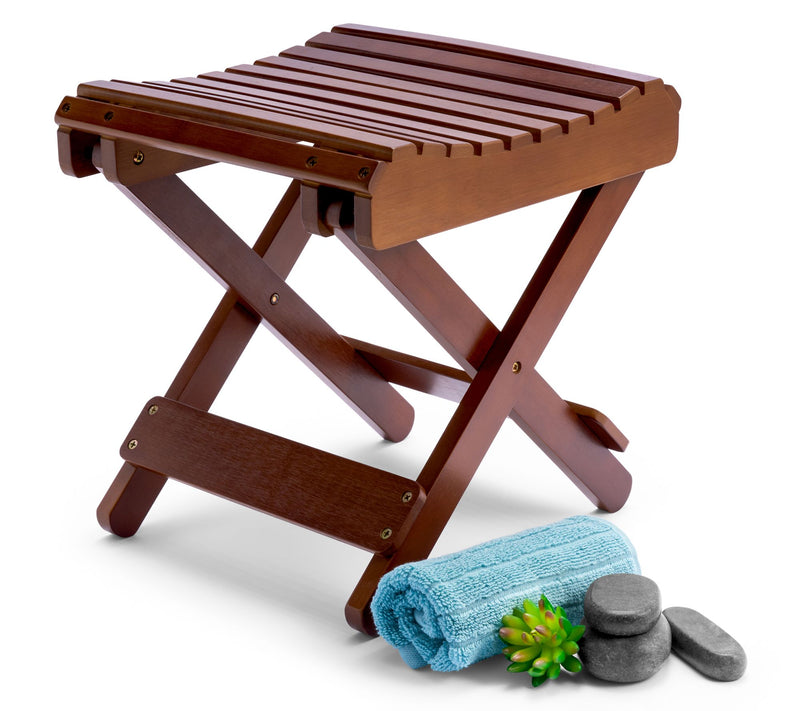 Sorbus Bamboo Folding Step Stool Bench, Shower and Bath Chair — View 12