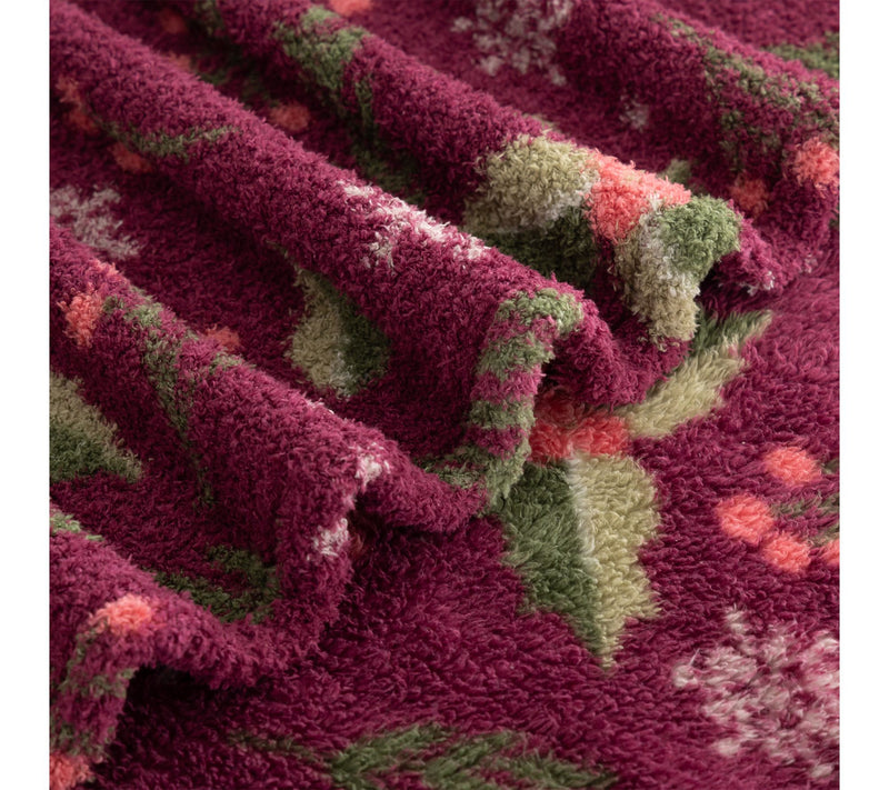 Berkshire 60x70 Printed Retro Plush Winter Greenery Throw — View 3