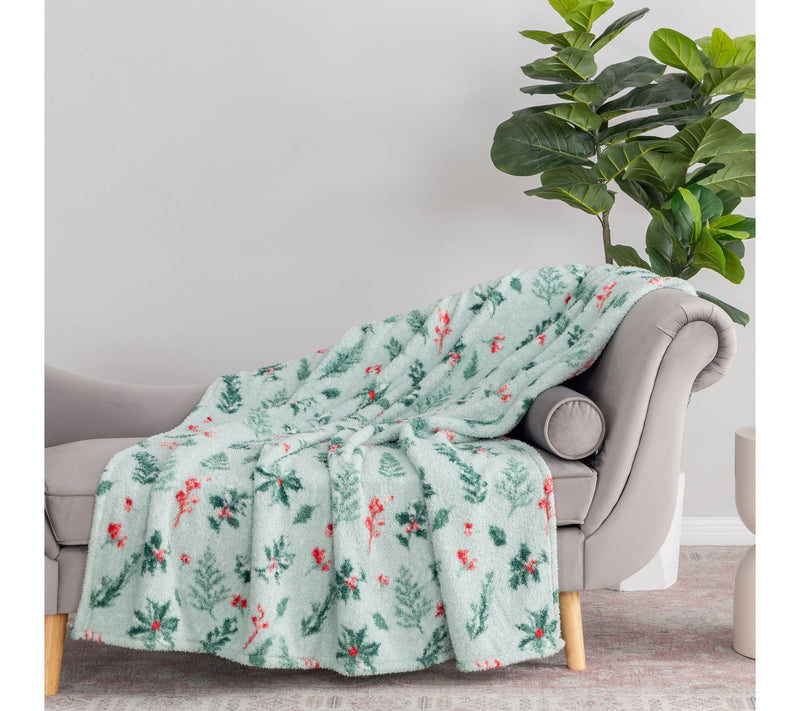 Berkshire 60x70 Printed Retro Plush Winter Greenery Throw — View 9