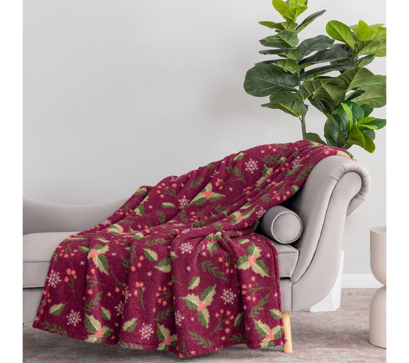 Berkshire 60x70 Printed Retro Plush Winter Greenery Throw — View 11