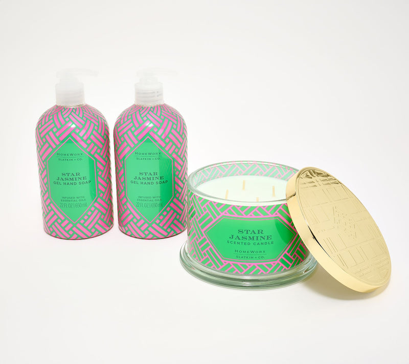 HomeWorx by Slatkin + Co. Star Jasmine 18oz Candle & S/2 Soaps — Main view