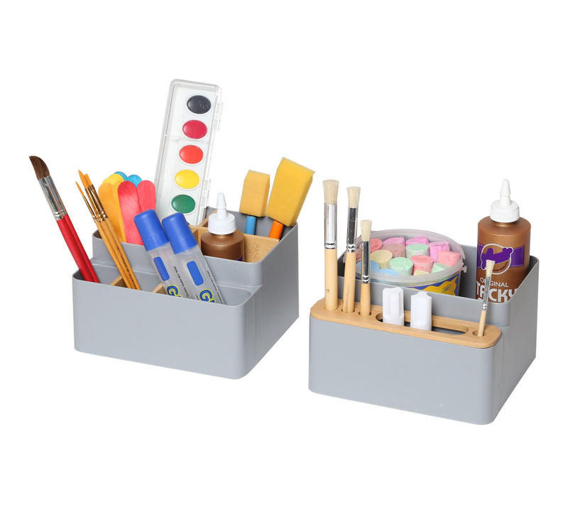 Seville Classics Bamboo Desktop Gray Organizer2 Pack — Main view