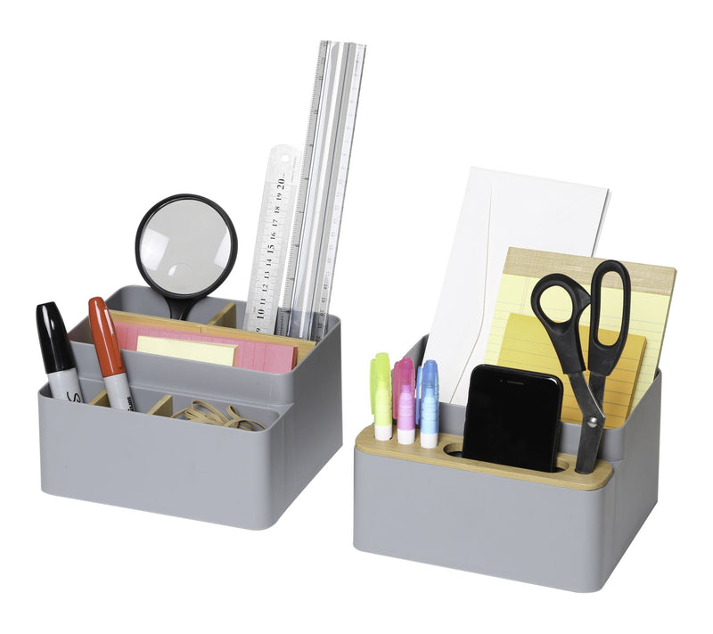 Seville Classics Bamboo Desktop Gray Organizer2 Pack — View 4