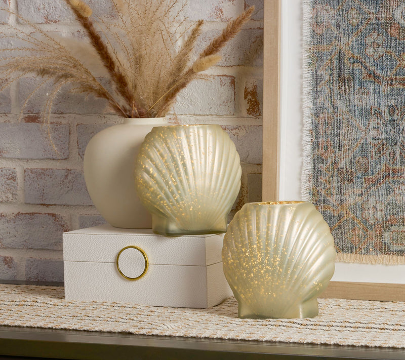 Set of 2 Illuminated Satin Finsh Seashells by Valerie — View 7