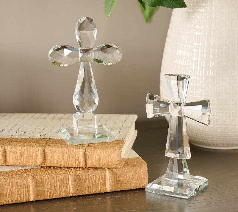 Set of 2 Faceted Glass Crosses with Gift Boxes by Valerie — View 2