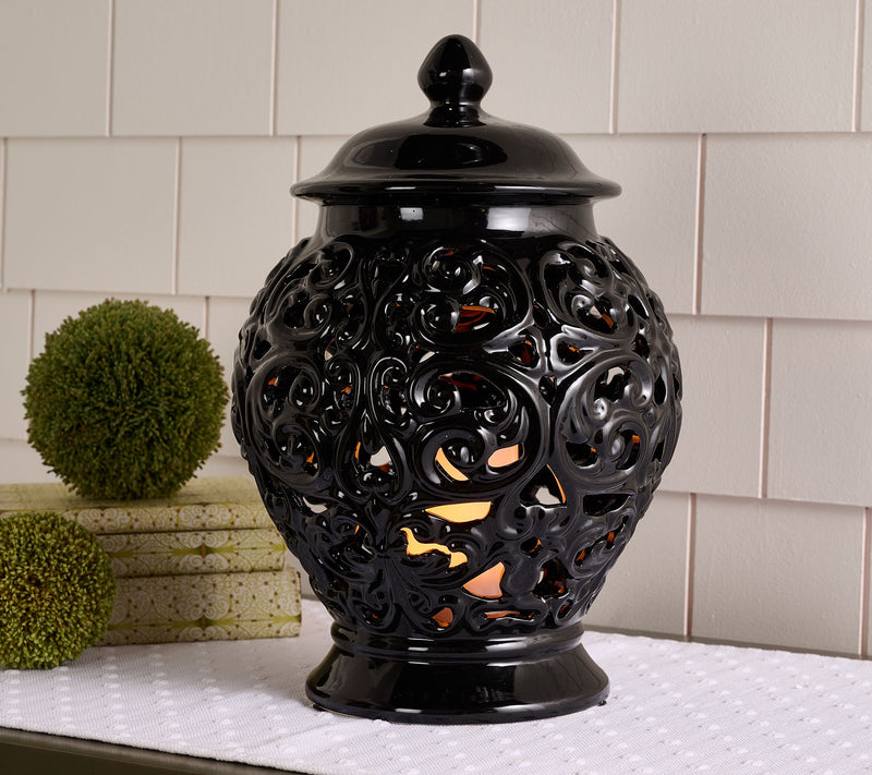 Indoor/Outdoor 16" Flickering Flame Ceramic Urn by Valerie — View 8