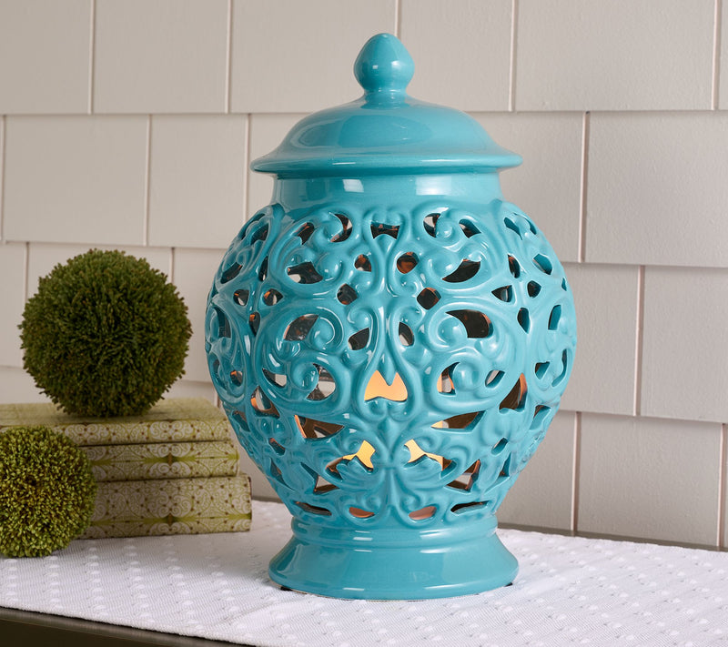 Indoor/Outdoor 16" Flickering Flame Ceramic Urn by Valerie — View 11