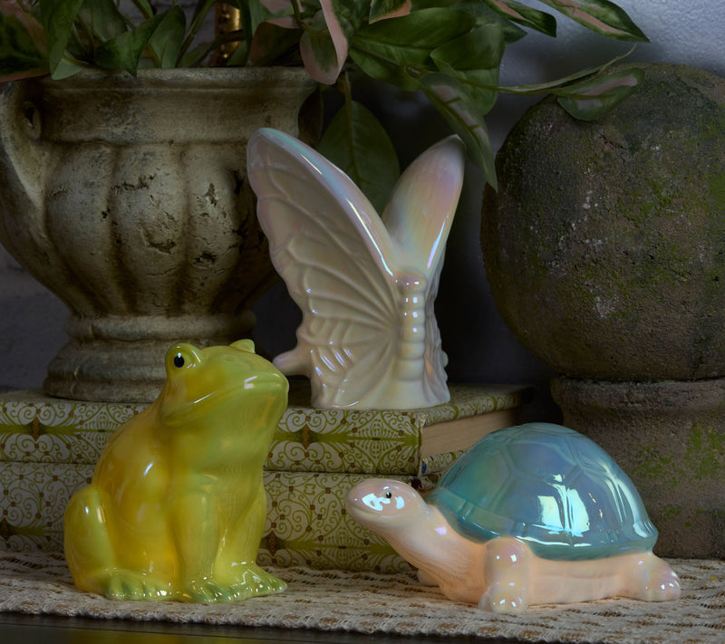 3-Piece Lit Porcelain Turtle, Frog and Butterfly by Valerie — Main view