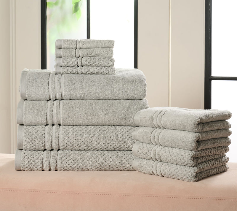 Home Reflections 100% Cotton Solid & Texture 12-pc Towel Set — View 9