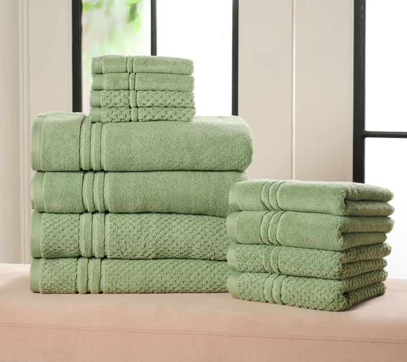 Home Reflections 100% Cotton Solid & Texture 12-pc Towel Set — View 3