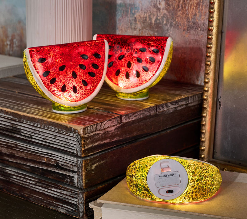 S/3 Illuminated Mercury Glass Watermelon Slices by Valerie — View 2