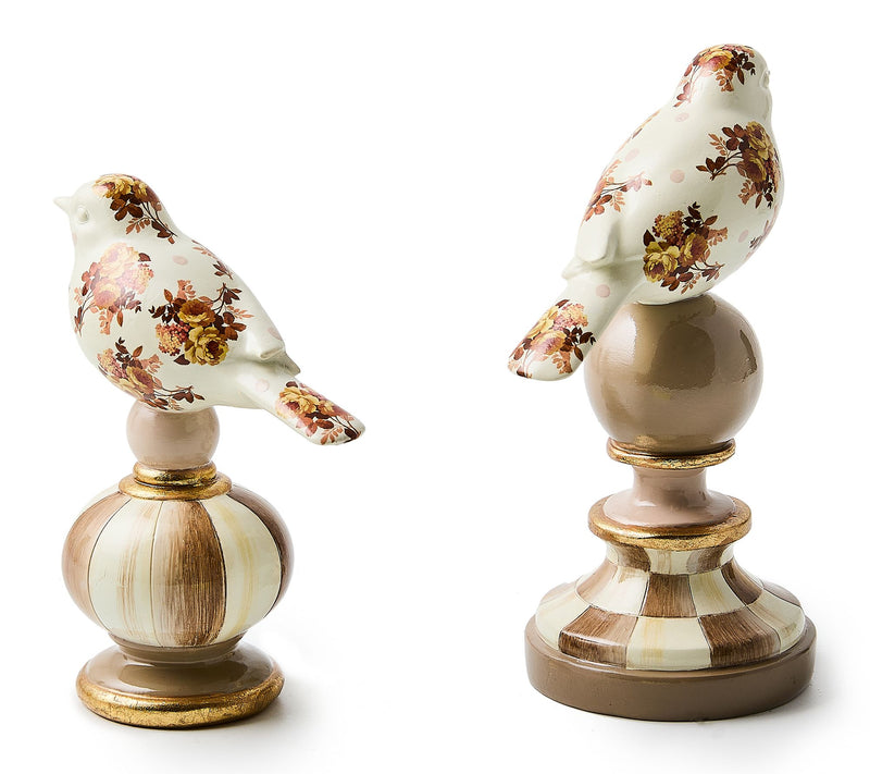 MacKenzie-Childs Wild Rose Brown Bird Topiaries, Set of 2 — View 2
