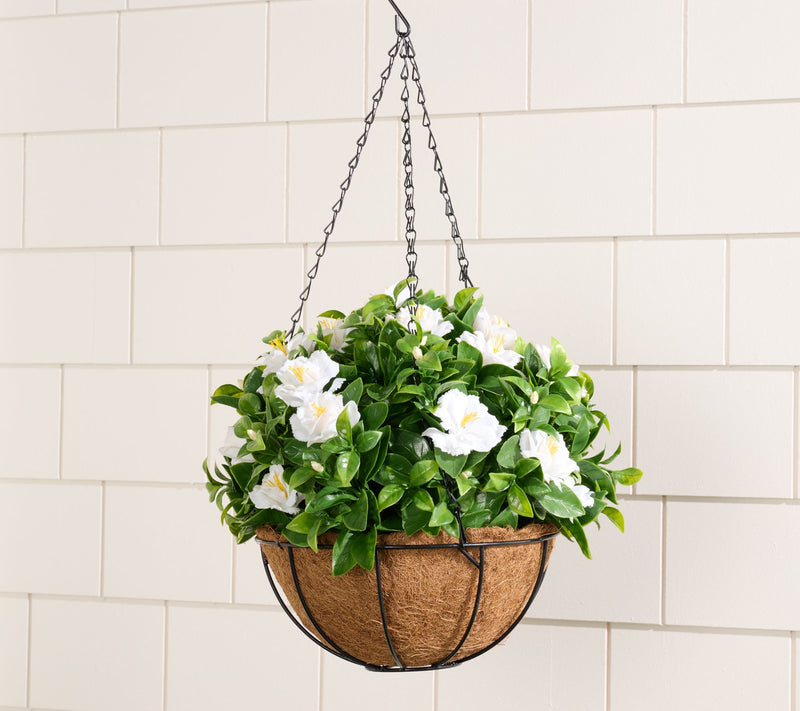 Wicker Park 15" Indoor/Outdoor Faux Azalea Hanging Basket — View 7