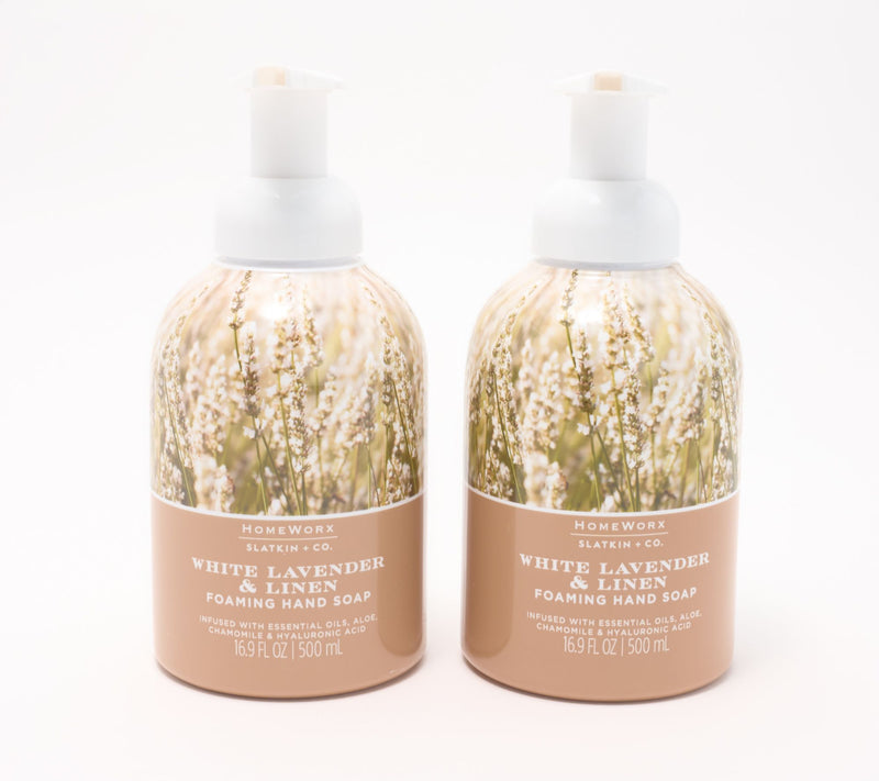 HomeWorx by Slatkin + Co. S/2 16oz White Linen & Lav Hand Soaps — Main view