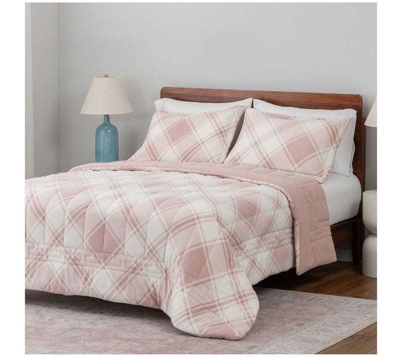 Berkshire Polarfleece Diamond Plaid Comforter & Sham Set- King — View 7