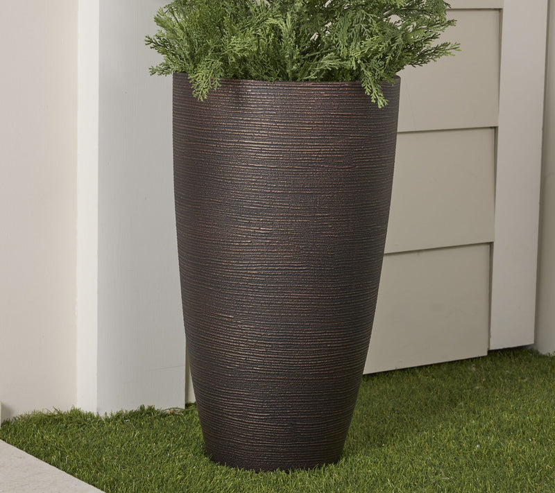 Wicker Park 21" Indoor/Outdoor Textured Tall Planter — View 3