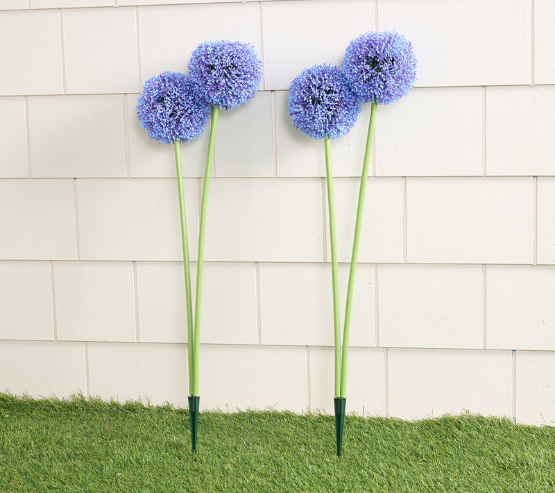 Wicker Park Set of 2 20" Allium Floral Cluster Stakes — Main view