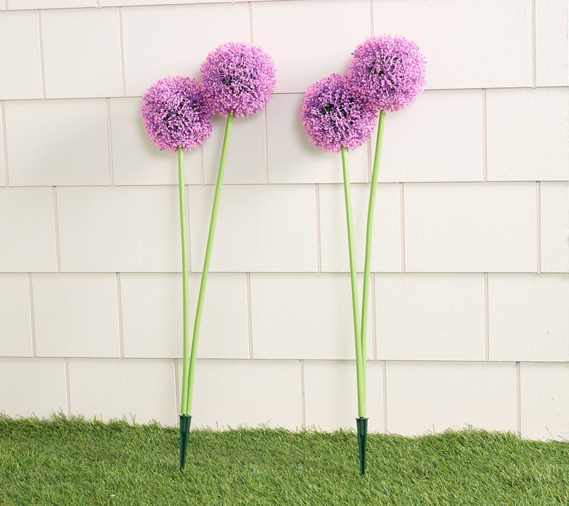Wicker Park Set of 2 20" Allium Floral Cluster Stakes — View 5