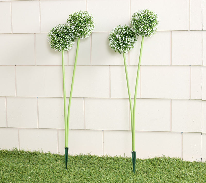 Wicker Park Set of 2 20" Allium Floral Cluster Stakes — View 7