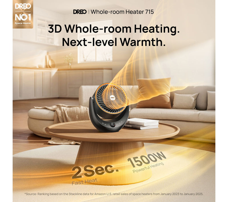 DREO Portable Oscillating Space Heater and Tabl e Fan — View 2