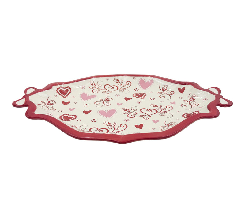 Temp-tations 14" Platter with Figural Bow Handles — View 4