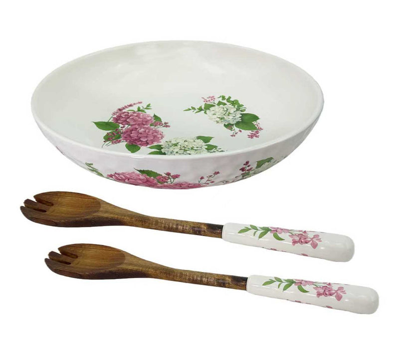 Temp-tations Seasonal 4-qt Shallow Serving Bowl w/ Wood Servers — View 9