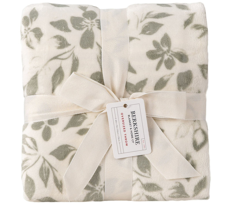 Berkshire 60x70 Twin Print Reversible Floral & Stripe Throw — View 13